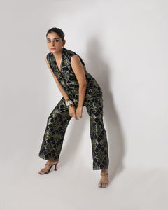 Dune Silk Pant Suit In Black