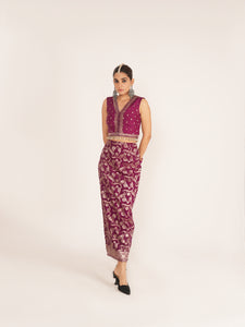 Amyra Purple Silk Skirt Set