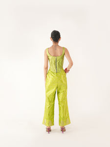 Candy Silk Corset Set In Green RTS | M|