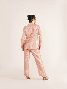 Kaizen Silk Pant Suit In Baby Pink