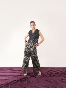 Amyra Black Silk Waist Coat And Pant Set