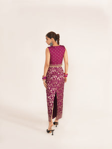 Amyra Purple Silk Skirt Set