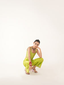 Candy Silk Corset Set In Green RTS | M|