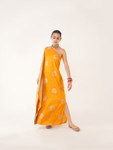 Gul Silk Kaftan In Yellow/Orange