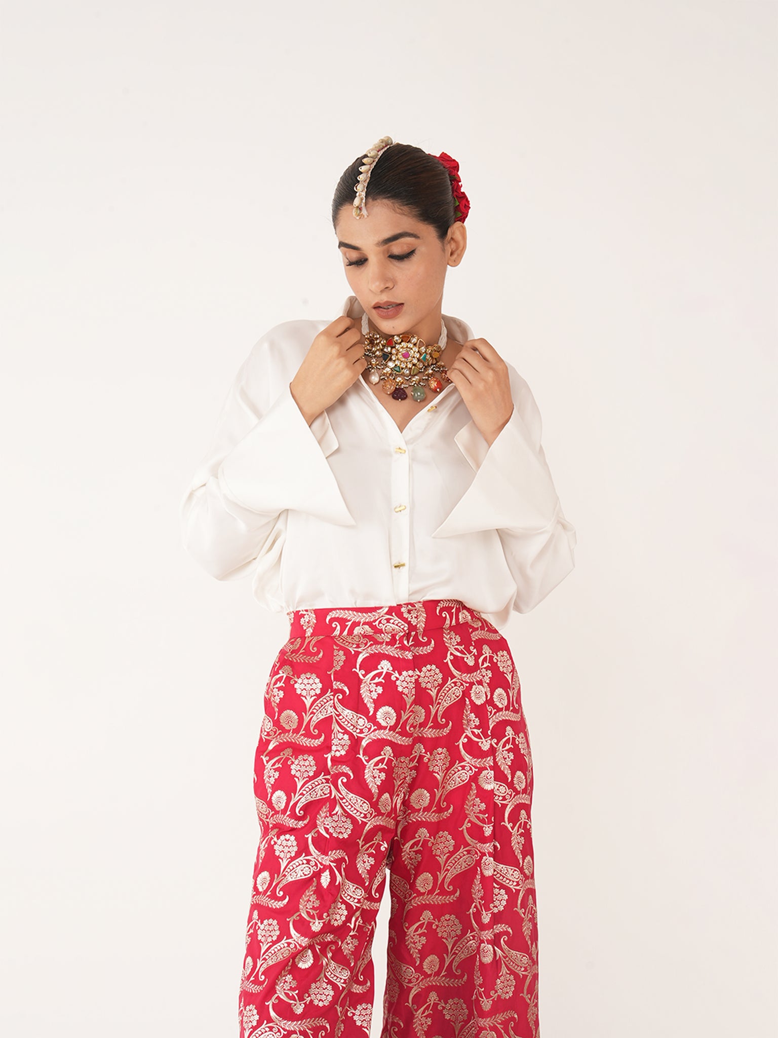 Ether Silk Coord Set Red