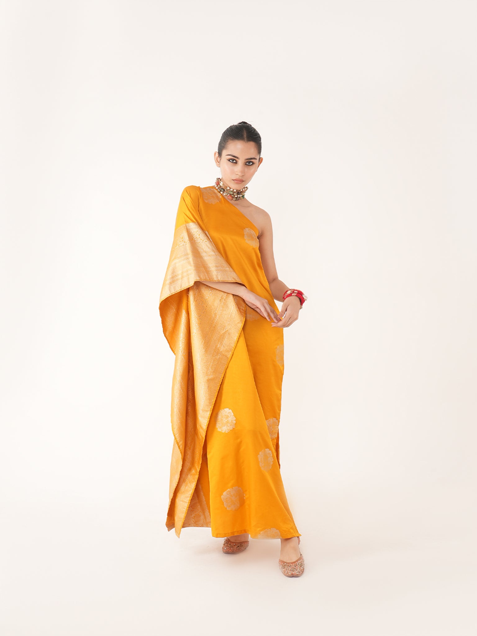 Gul Silk Kaftan In Yellow/Orange