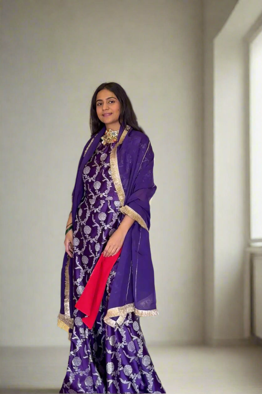 Sunheri Gharara Set in Purple RTS | L |
