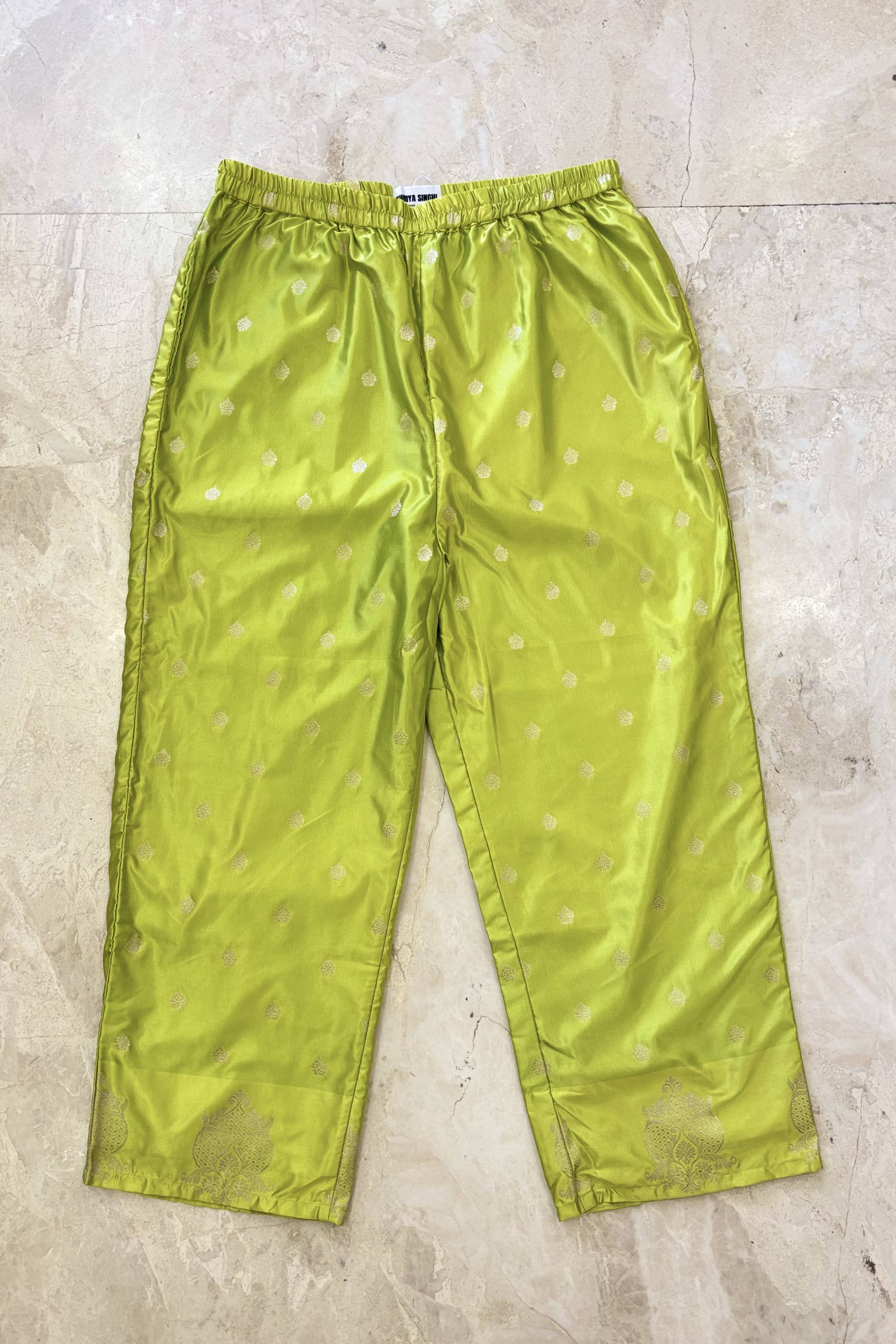 Parrot Green Silk Pant RTS | XL |