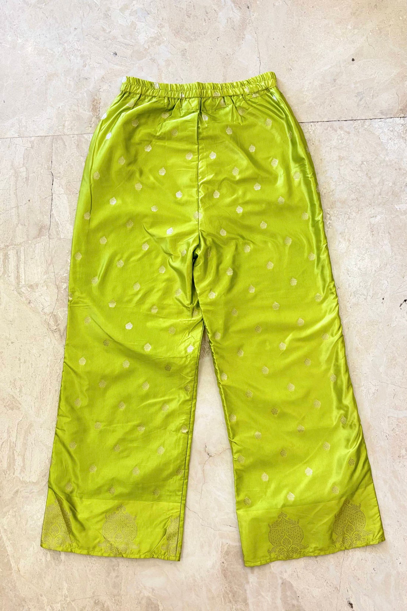 Parrot Green Silk Pant RTS | S |