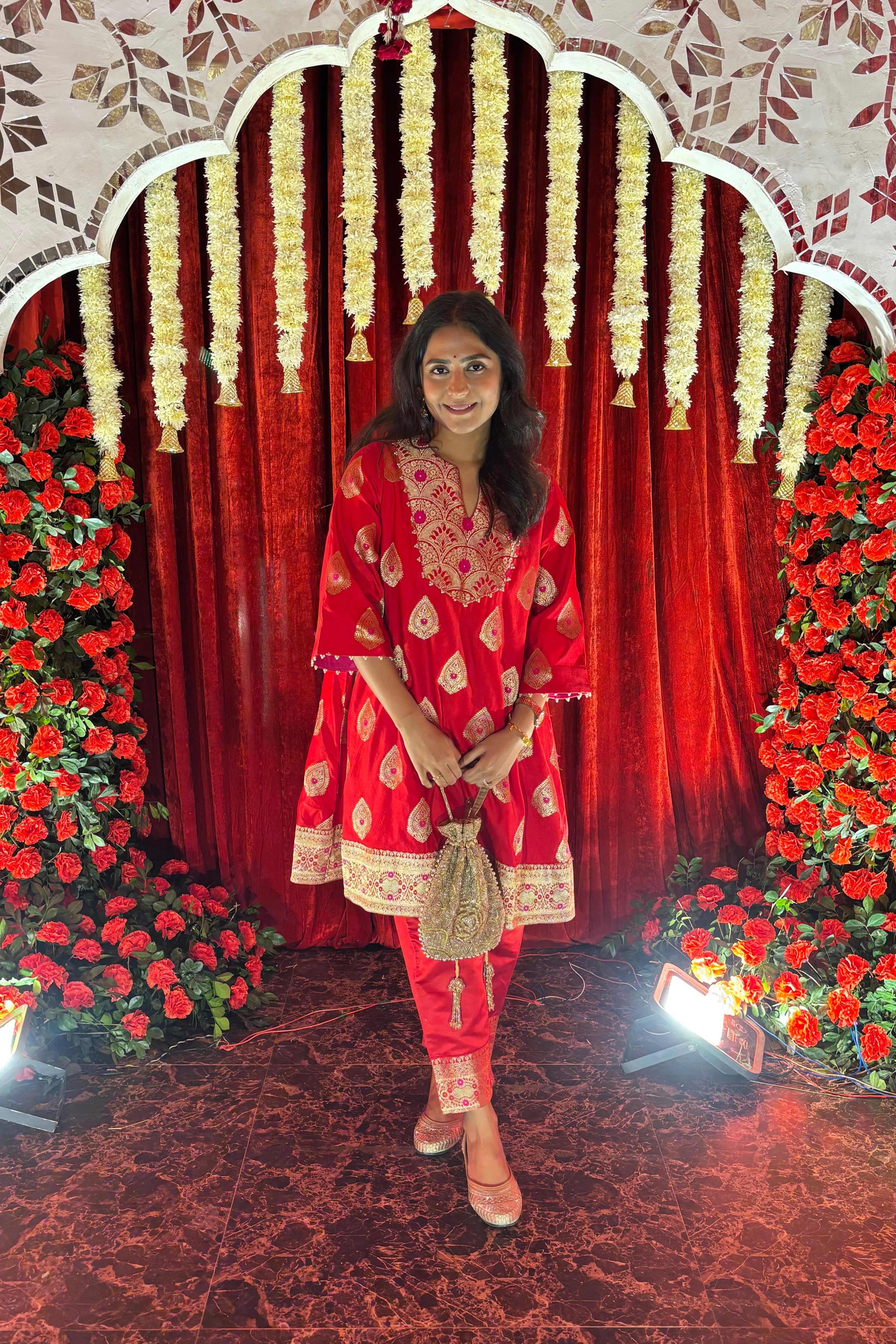 Red Silk Kurta Set RTS | M |