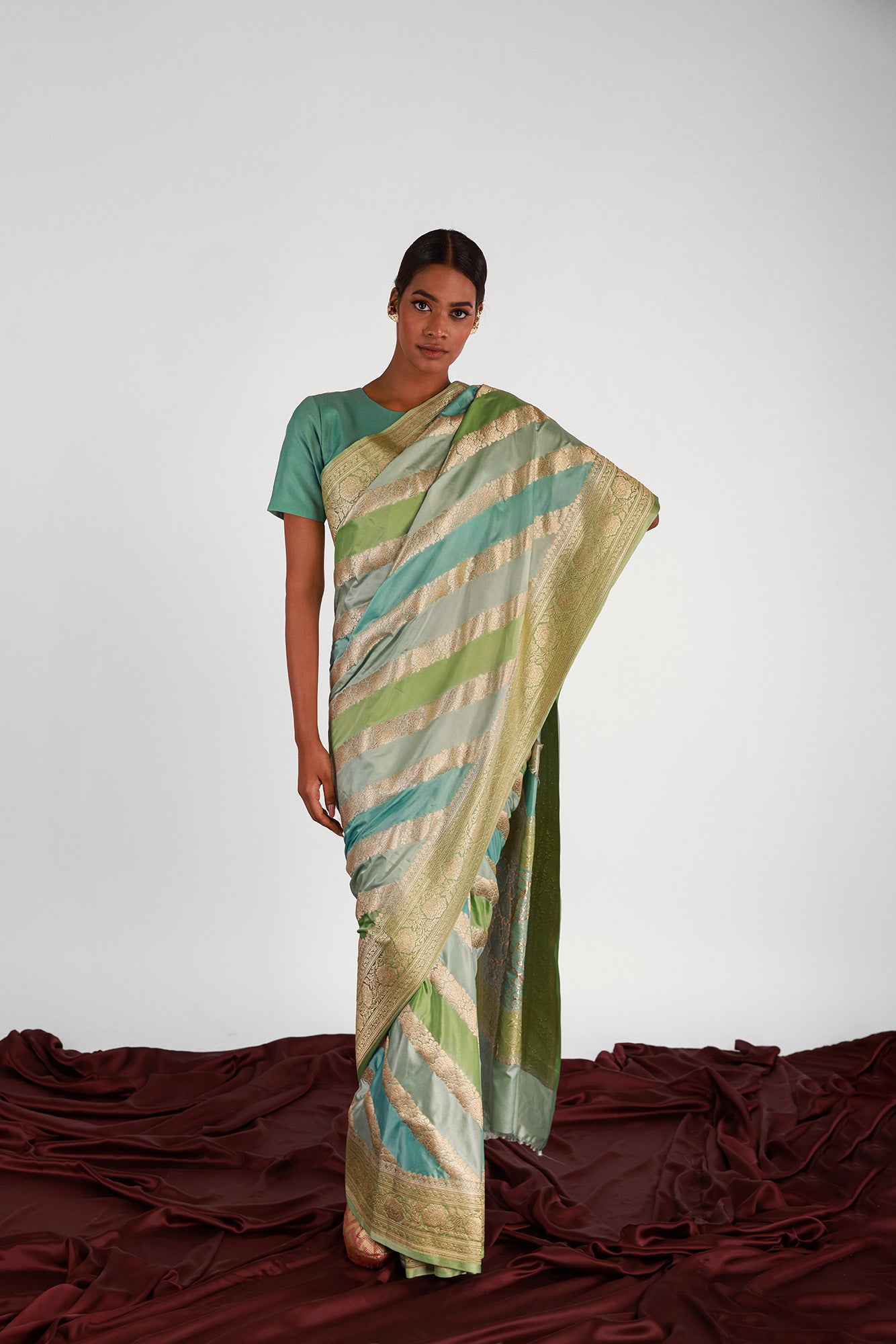 Stripe Pure Mashru Silk Saree