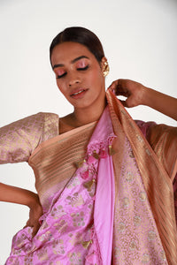 Pink Phool Jaal Pure Mashru Banarsi Silk Saree