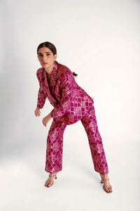 Bridgeton Pure Mashru Silk Pant Suit In Purple