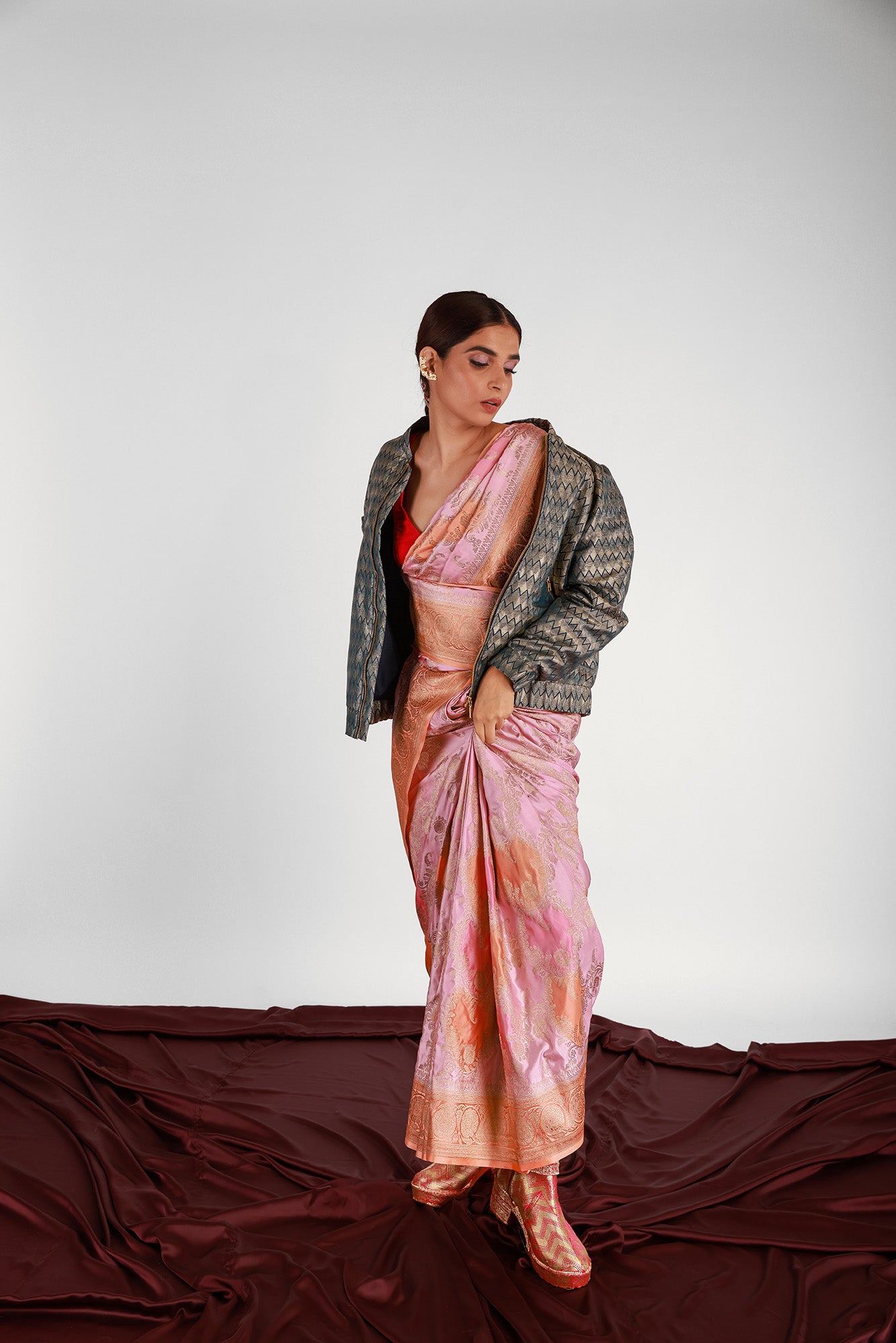 Sunset Pure Mashru Silk  Saree RTS