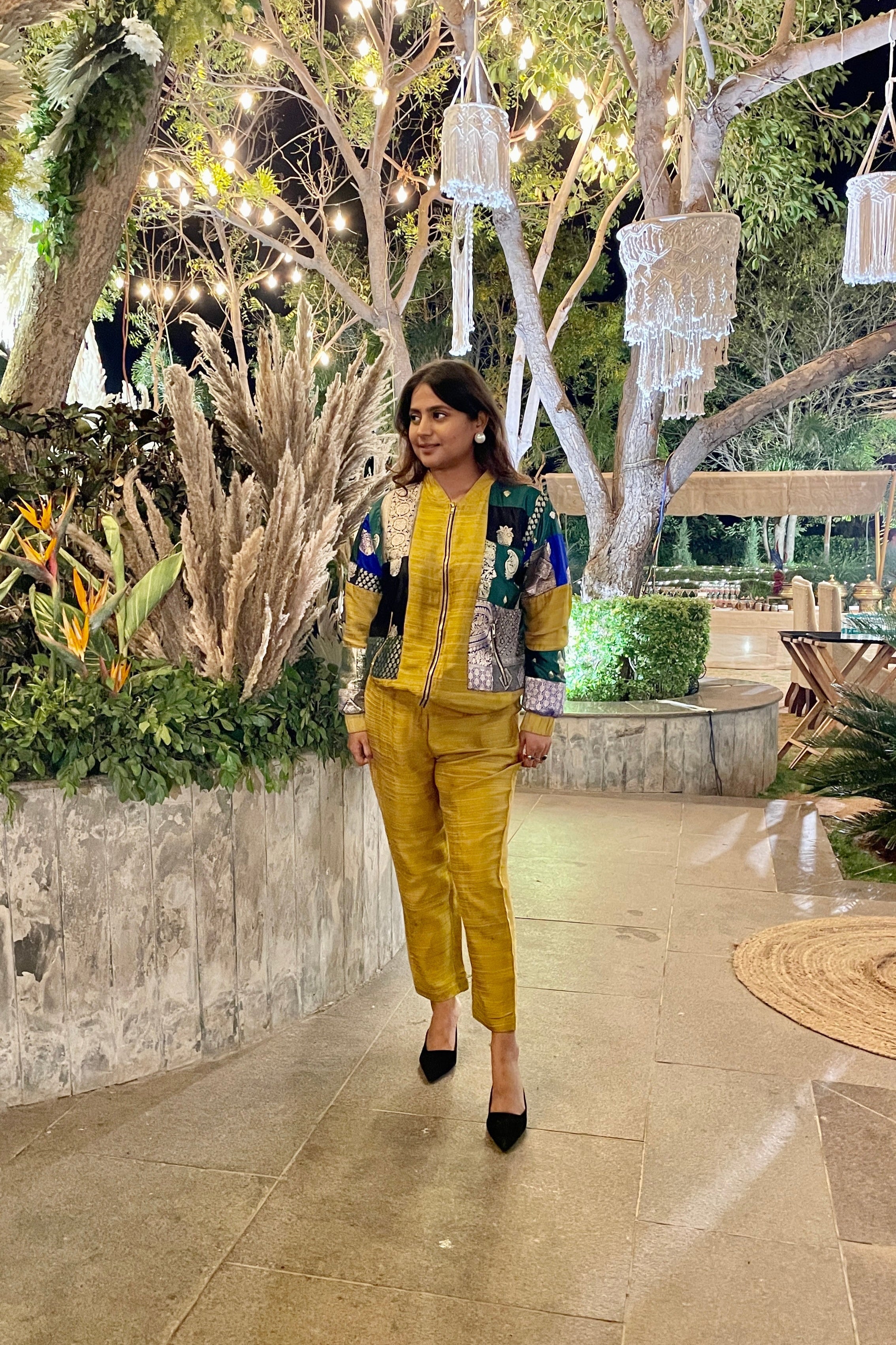 Mustard Upcycled Silk Coord Set