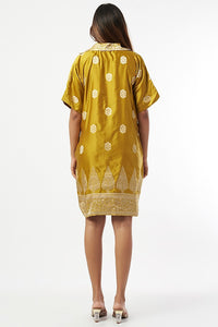 Savona Silk Shirt Dress In Mustard